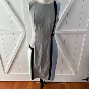 Calvin Klein Gray and Black Colorblock Midi Dress